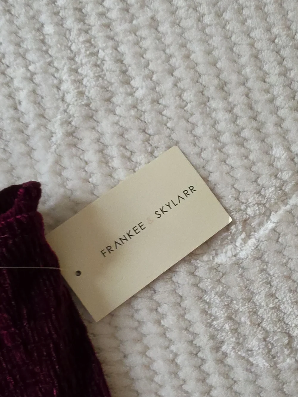 Frankee & Skylarr Smocked Velvet Cami Top in Deep Burgundy Brand New